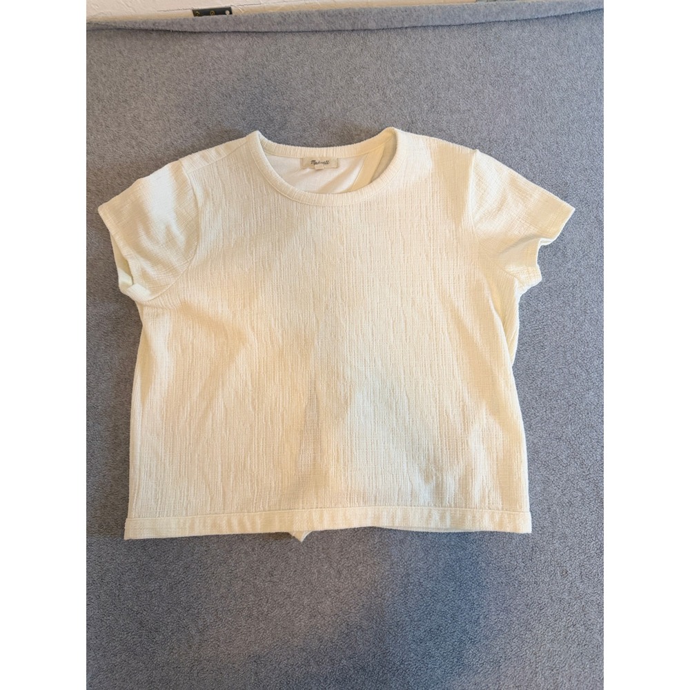 Madewell Top M Cream Textured Open Back‎ Tie Crop M